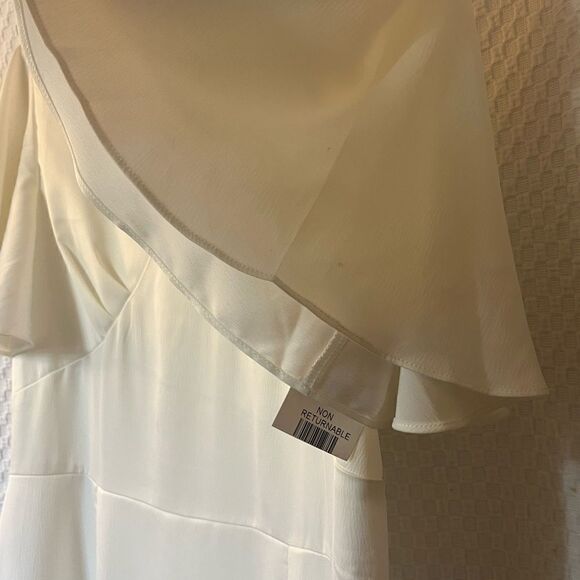 Amy Lynn White V-Neck Ruffle Midi Tea Dress Size Large - Picture 4 of 7